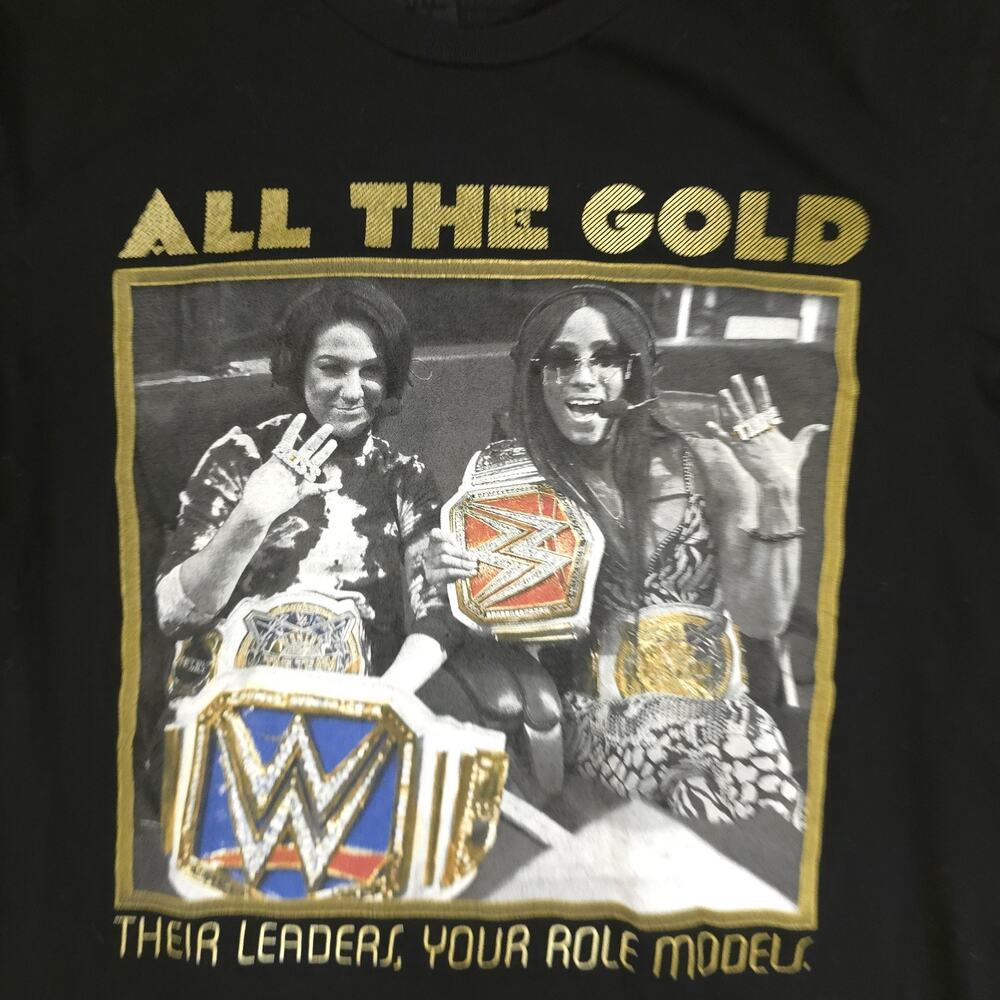 WWE Bayley Sasha Banks All The Gold Shirt Women Champions Tee Black Size M - Picture 4 of 11
